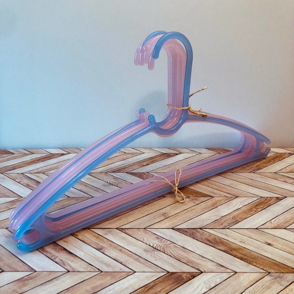 Translucent Pale Pink/Blue Plastic Hangers